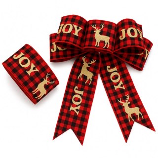 Taśma świąteczna na kokardę, wstążka na prezent Boże Narodzenie 5cm x 5m KSN85