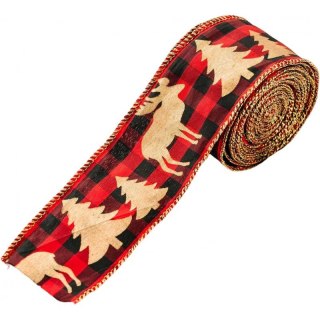 Taśma świąteczna na kokardę, wstążka na prezent Boże Narodzenie 5cm x 5m KSN86