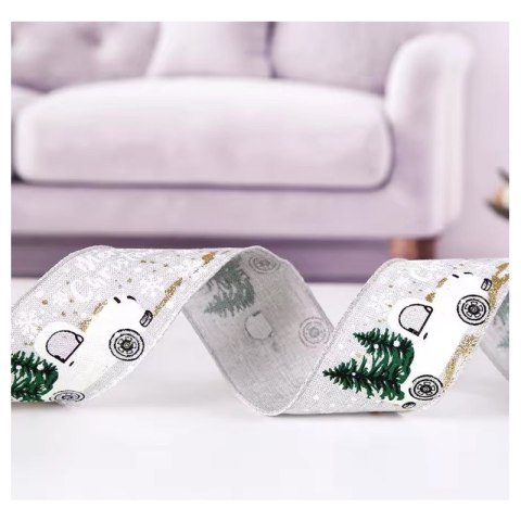 Taśma świąteczna na kokardę, wstążka na prezent Bożonarodzeniowa 5cm x 2m KSN131