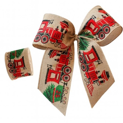 Beżowa wstążka świąteczna do pakowania prezentów bożonarodzeniowych