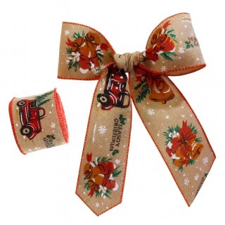 Taśma Świąteczna Bożonarodzeniowa na Kokardę 6,3 cm x 2 m KSN139 | Stylowy Wieszak