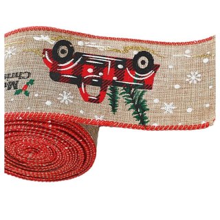 Taśma Świąteczna Bożonarodzeniowa na Kokardę 6,3 cm x 2 m KSN139 | Stylowy Wieszak