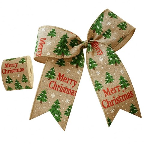 Świąteczna taśma bożonarodzeniowa na kokardę z napisem Merry Christmas
