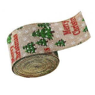 Taśma Świąteczna Bożonarodzeniowa na Kokardę 6,3 cm x 2 m KSN140 | Stylowy Wieszak