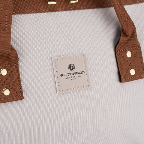 Beżowo-brązowy plecak damski z poliestru z miejscem na laptopa - Peterson