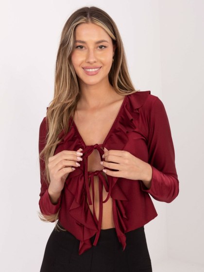 Bordowa krótka bluzka damska z wiązaniem ITALY MODA
