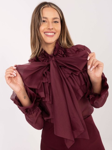 Koszula wizytowa damska w kolorze burgundowym z żabotem