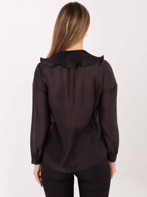 Przezroczysta czarna koszula damska z długim rękawem
