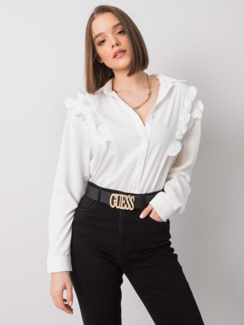 Koszula damska Layla OCH BELLA ecru – klasyczny, kobiecy fason