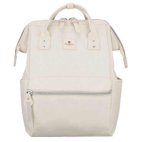 Plecak damski z poliestru w kolorze ecru z miejscem na laptopa i portem USB - Peterson
