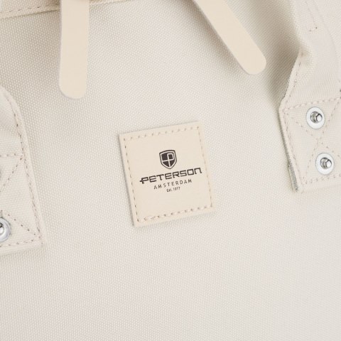 Plecak damski z poliestru w kolorze ecru z miejscem na laptopa i portem USB - Peterson