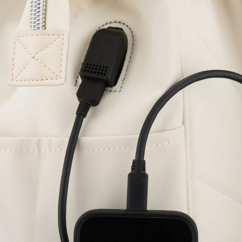 Plecak damski z poliestru w kolorze ecru z miejscem na laptopa i portem USB - Peterson