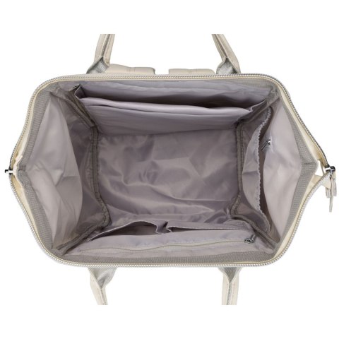 Plecak damski z poliestru w kolorze ecru z miejscem na laptopa i portem USB - Peterson