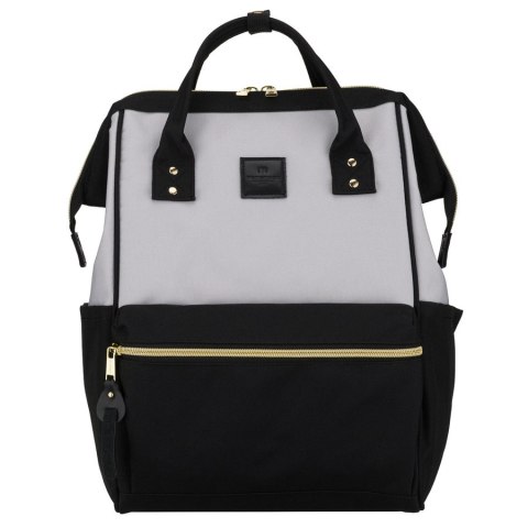 Plecak damski z poliestru w szaro-czarnym kolorze, idealny na bagaż podręczny - Peterson