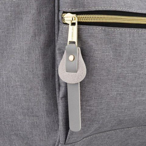 Plecak damski z poliestru w szarym kolorze zamykany bezpiecznym suwakiem - Peterson