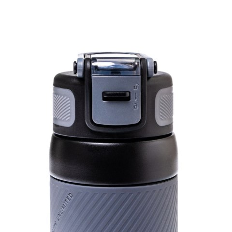 Czarny kubek termiczny ze stali nierdzewnej z silikonowym ustnikiem - Peterson