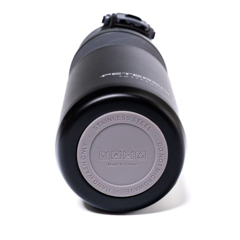 Czarny kubek termiczny ze stali nierdzewnej z silikonowym ustnikiem - Peterson