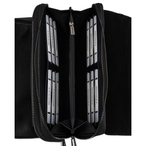 Czarna saszetka męska ze skóry ekologicznej idealna na dokumenty - Rovicky