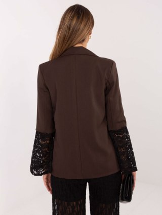 Czekoladowa Marynarka Damska z Koronkowymi Wstawkami ITALY MODA – Elegancka, Wizytowa | Stylowy Wieszak