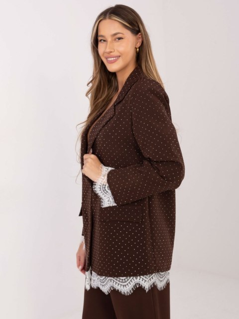 Elegancka brązowa marynarka wizytowa damska ITALY MODA