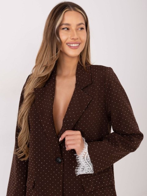 Klasyczna brązowa marynarka damska ITALY MODA – elegancki fason