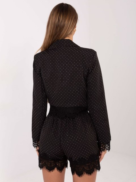 Dwurzędowa czarno-srebrna marynarka damska ITALY MODA – elegancki krój