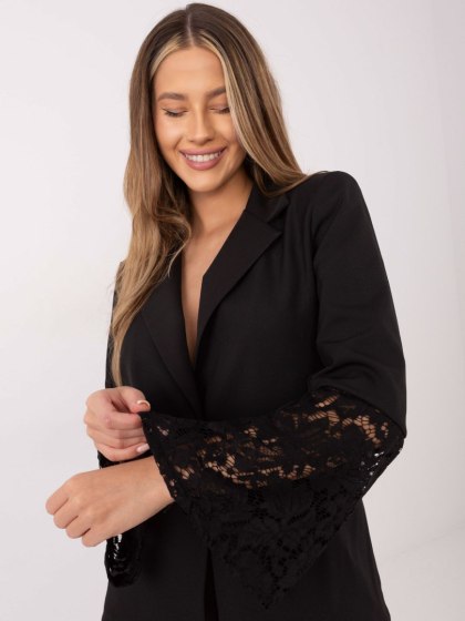 Czarna Marynarka Damska z Rękawem Typu Dzwon ITALY MODA – Elegancka, Wizytowa | Stylowy Wieszak