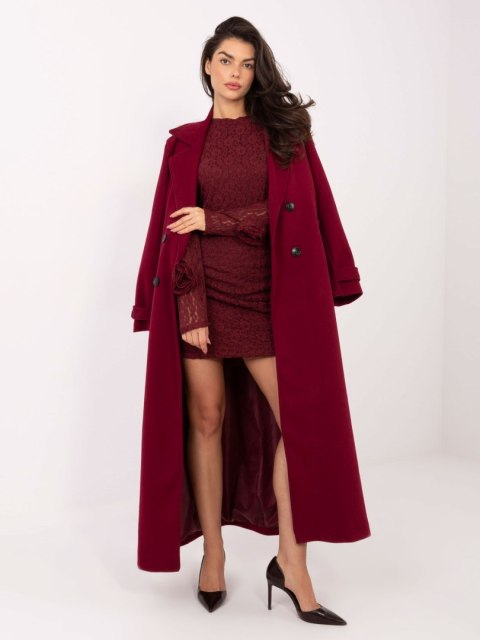 Burgundowa sukienka damska mini na randkę i wesele