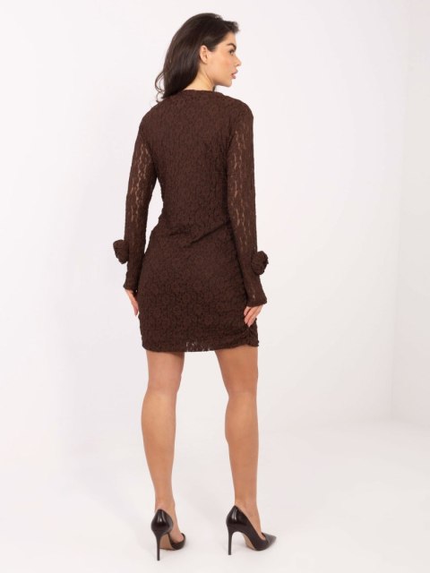 Czekoladowa sukienka damska mini z marszczeniami