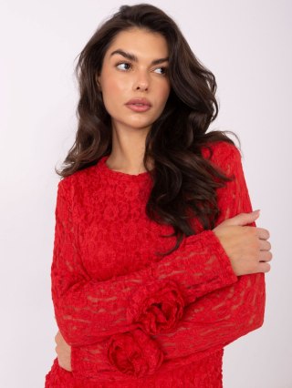Czerwona koronkowa sukienka mini z drapowaniem ołówkowa ITALY MODA one size