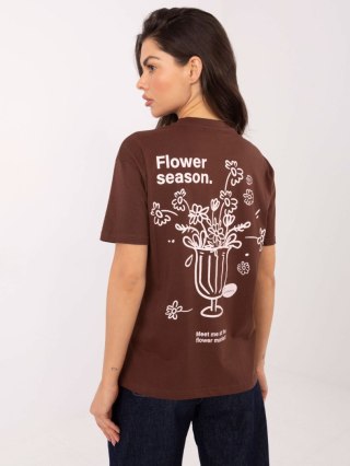 T-shirt D12022AH02645V ciemny brązowy L