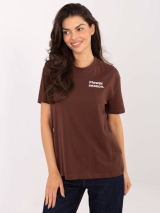 T-shirt D12022AH02645V ciemny brązowy L