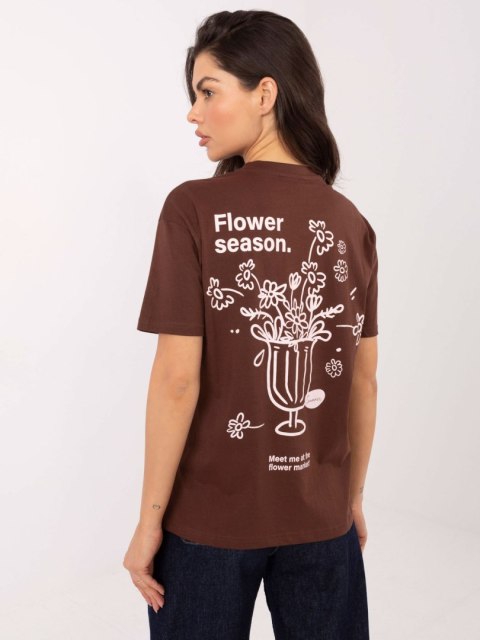 T-shirt D12022AH02645V ciemny brązowy M