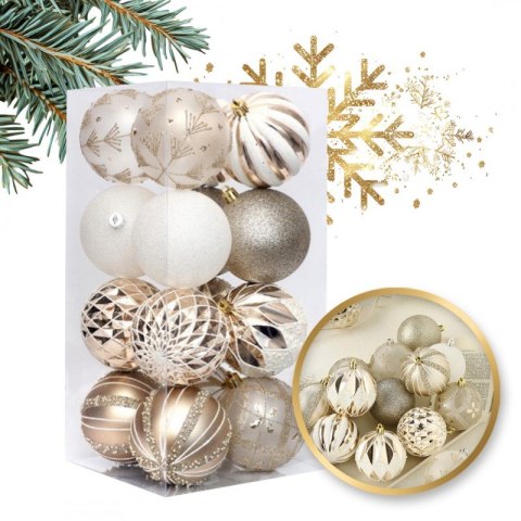 Komplet bombek 16sztuk w opakowaniu 8cm złote, bombki na choinkę BSN43