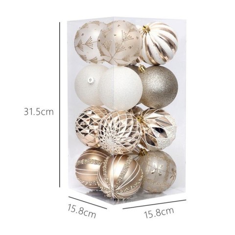 Komplet bombek 16sztuk w opakowaniu 8cm złote, bombki na choinkę BSN43