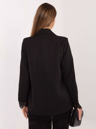 Czarna Elegancka Marynarka Damska z Koronką ITALY MODA – Klasyczna, Wizytowa | Stylowy Wieszak