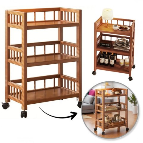 Bambusowy regał, mobilna szafka na kółkach 30 x 50 x 82cm SZ48