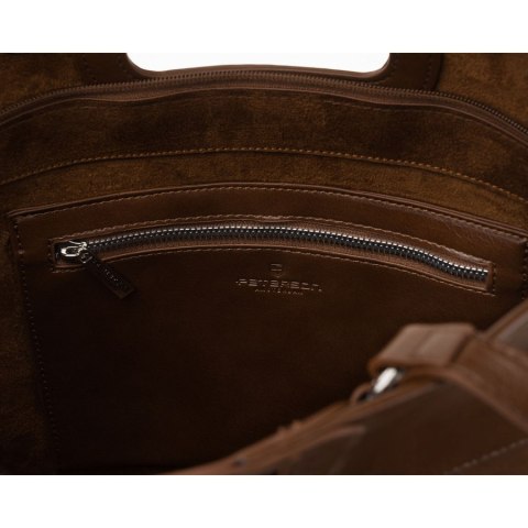 Brązowa shopperka damska wykonana ze skóry ekologicznej, jednokomorowa i zamykana suwakiem - Peterson