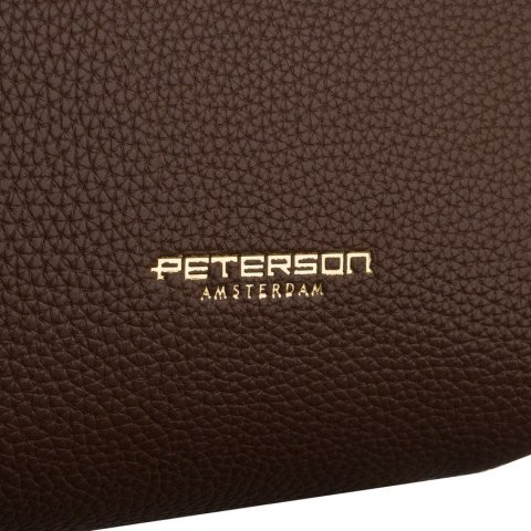 Brązowa shopperka damska wykonana ze skóry ekologicznej z praktycznym etui w zestawie - Peterson