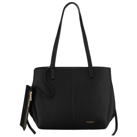 Czarna shopperka damska wykonana ze skóry ekologicznej z praktycznym etui w zestawie - Peterson