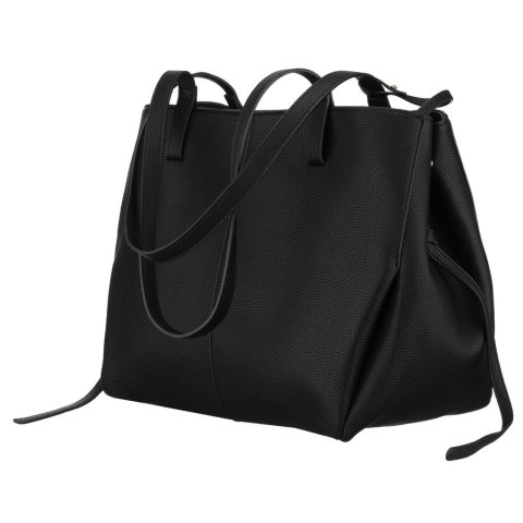 Czarna shopperka damska wykonana ze skóry ekologicznej z praktycznym etui w zestawie - Peterson