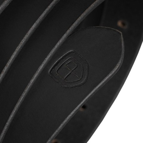 Elegancki pasek damski ze skóry naturalnej w czarnym kolorze ze złotą, klasyczną klamrą - Peterson