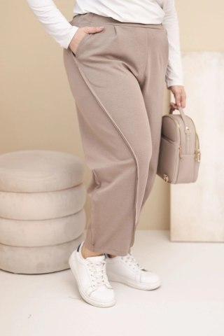 Spodnie damskie bawełniane Plus Size o luźnym kroju z wysokim stanem fango