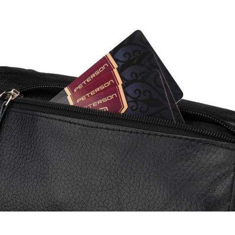 Czarna, skórzana saszetka damska zamykana na suwak - Rovicky