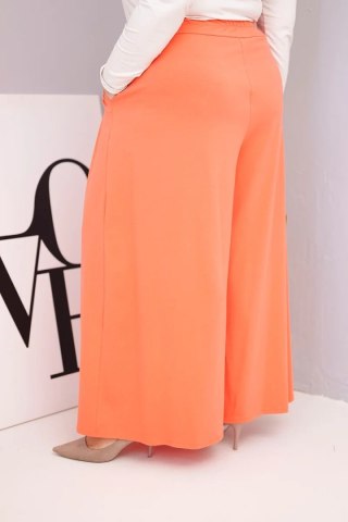 Morelowe Spodnie Damskie Plus Size z Szeroką Nogawką – Bawełniane Wide Leg