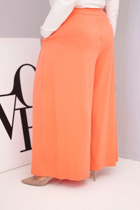 Morelowe Spodnie Damskie Plus Size z Szeroką Nogawką – Bawełniane Wide Leg