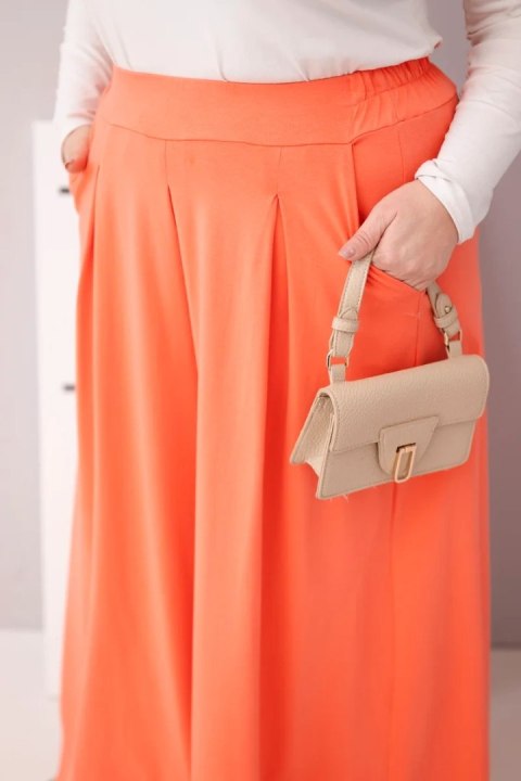 Morelowe Spodnie Damskie Plus Size z Szeroką Nogawką – Bawełniane Wide Leg