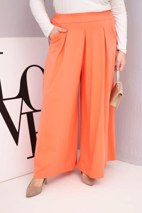 Morelowe Spodnie Damskie Plus Size z Szeroką Nogawką – Bawełniane Wide Leg