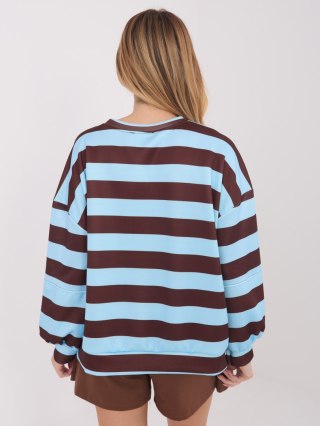 Bluza damska oversize w paski z naszywką – jasnoniebieska | Italy Moda