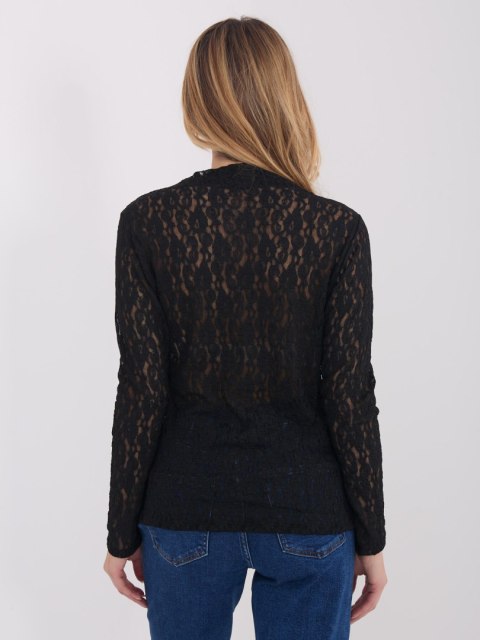 Czarna bluzka damska wizytowa z długim rękawem